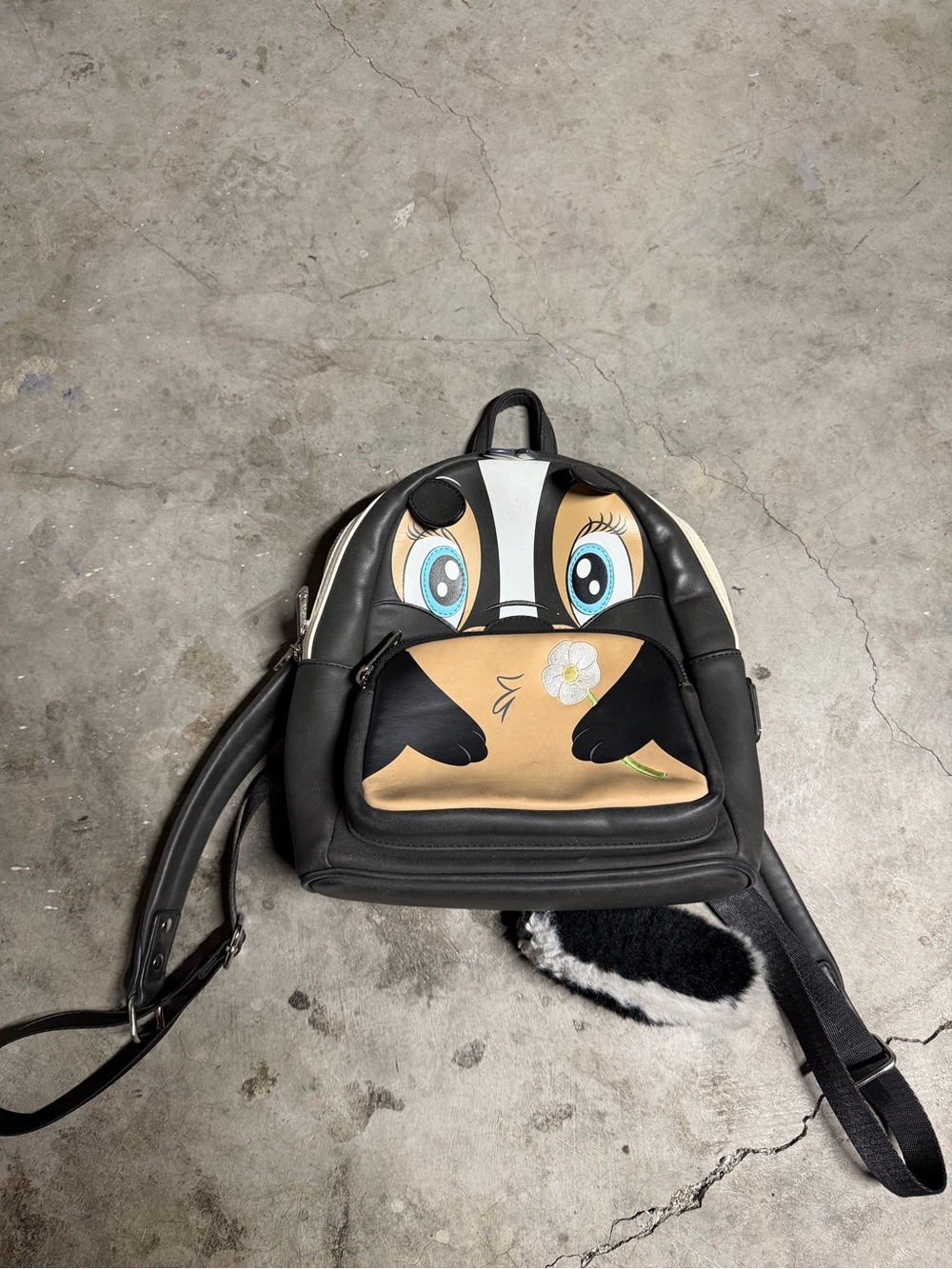 Loungefly Disney Bambi Skunk Flower with Fuzzy Tail Cosplay Mini Backpack